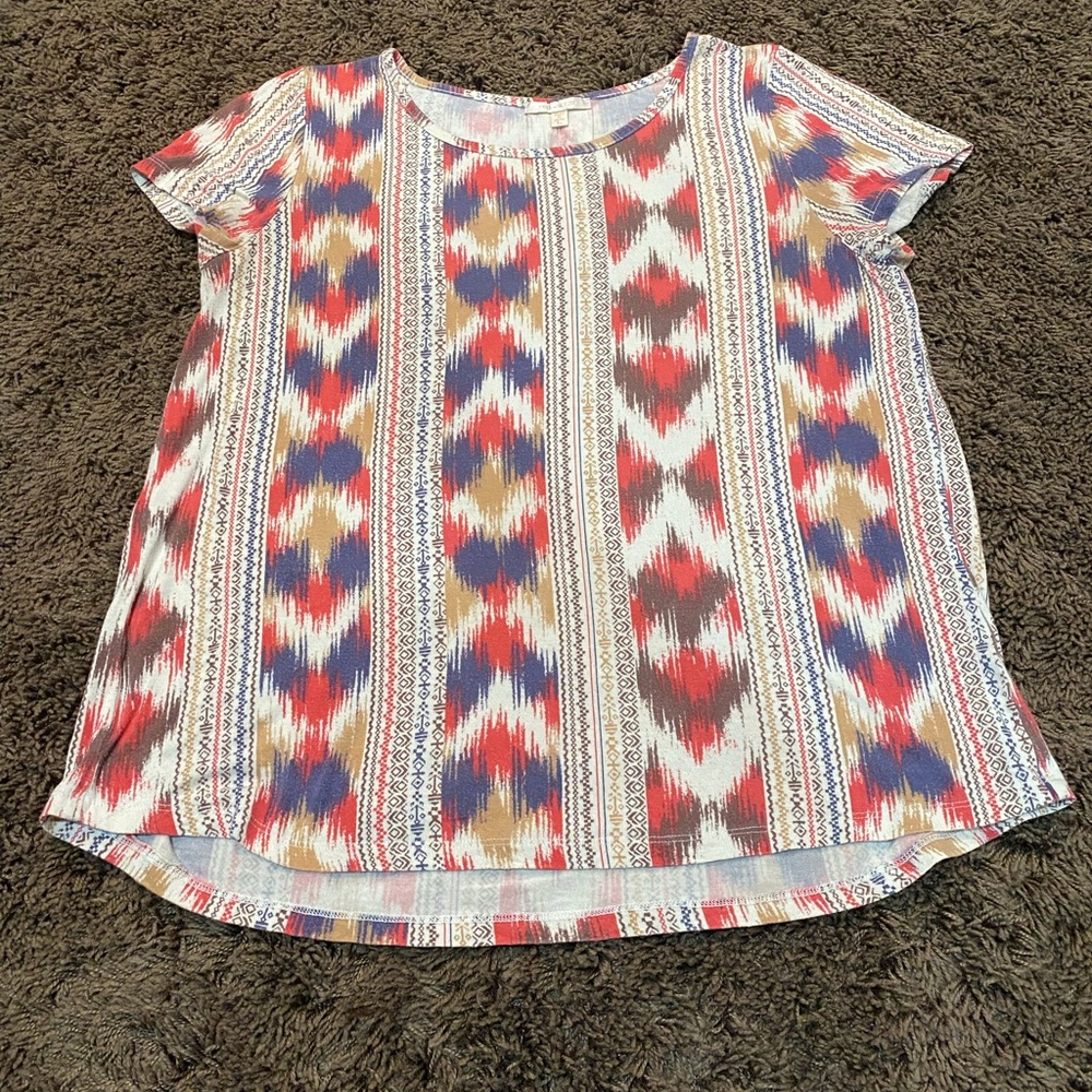 skies are blue multicolored aztec top size m